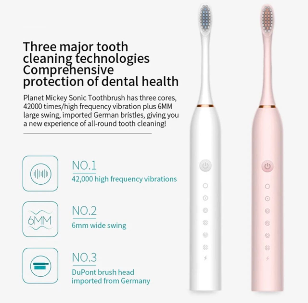 Cepillo de Dientes Eléctrico Sónico para Adultos
