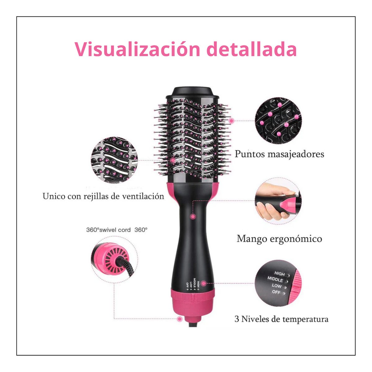 Cepillo Eléctrico Secador Voluminizador One-step Hair Dry
