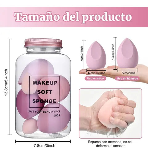 Esponja de Maquillaje de Belleza 7 Piezas