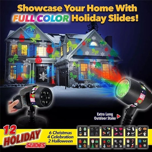 HoliGlow – Proyector de Luces Navideñas + BONO (Tarjeta con 12 Temas)