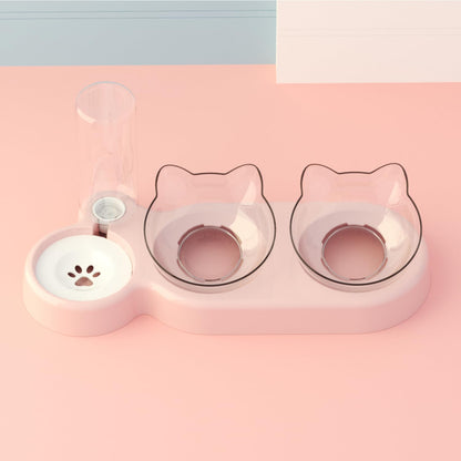 Comedero Doble Elevado 3 en 1 para Gatos y Mascotas