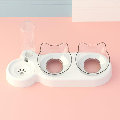 Comedero Doble Elevado 3 en 1 para Gatos y Mascotas