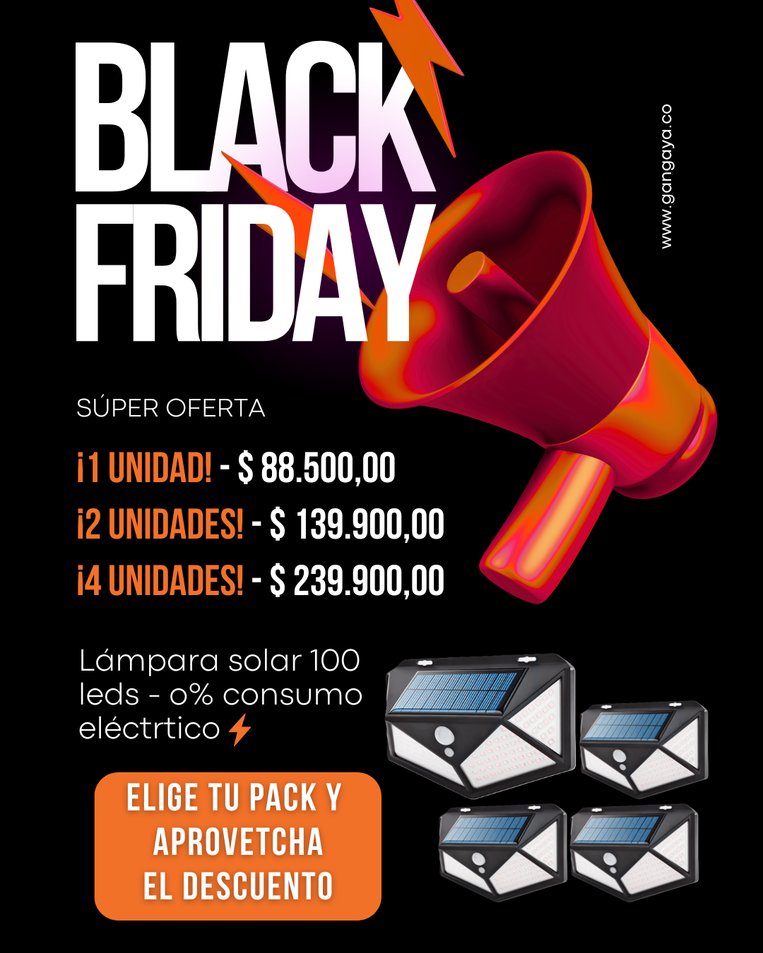 Lampara Solar 100 Leds